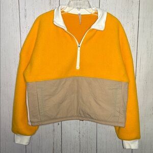 Fabletics Yellow and Tan Half-Zip Sweatshirt